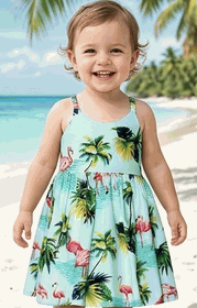 Island Flamingo Sage Hawaii Cute Dress Island Flamingo Sage Hawaii Cute Dress