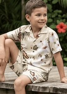 Island Maps Khaki Toddler Boy Hawaiian Outfits 