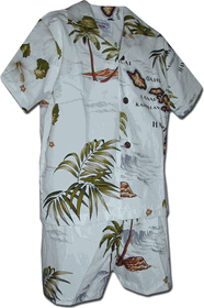 Island Maps White Toddler Boy Hawaiian Outfits 
