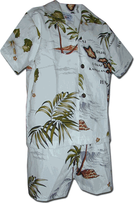 Island Maps White Toddler Boy Hawaiian Outfits 