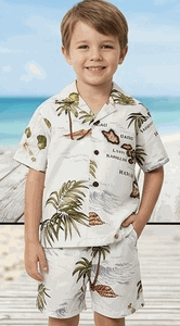 Island Maps White Toddler Boy Hawaiian Outfits 