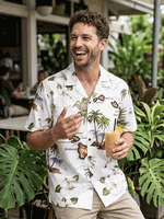 Island Shirts White Hawaiian Maps Vintage Tropical 