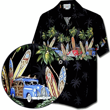 Island Woodies Boys Hawaiian Shirts Black