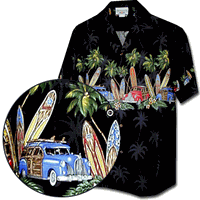 Island Woodies Hawaiian Shirts Black