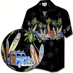 Island Woodies Hawaiian Shirts Black