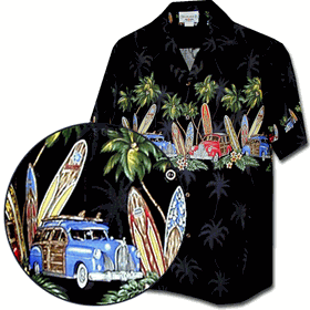 Island Woodies Hawaiian Shirts Black