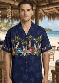 Island Woodies Navy Hawaiian Shirts Island Woodies Navy Hawaiian Shirts