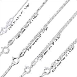 Italy 925 Sterling Silver BOX Chain Necklace .07mm - 1.6mm