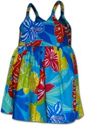 Tropical World Girls Hawaiian Dress Turquoise
