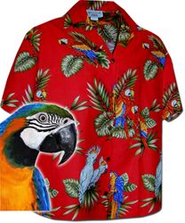 Jungle Parrot Women's Hawaiian Shirts Red Jungle Parrot Women's Hawaiian Shirts Red