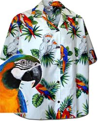 Jungle Parrot Women's Hawaiian Shirts White Jungle Parrot Women's Hawaiian Shirts White