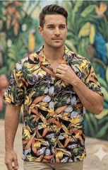 Kahala Garden Men's Hawaiian Shirt 3968Black