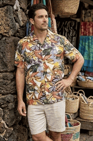 Kahala Garden Men's Hawaiian Shirt 3968Cream