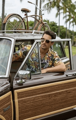 Kahala Garden Men's Hawaiian Shirt 3968Cream