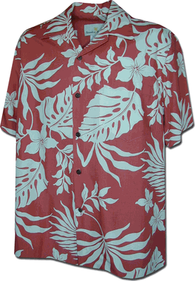 Kahala Garden Men's Rayon Shirt Salmon