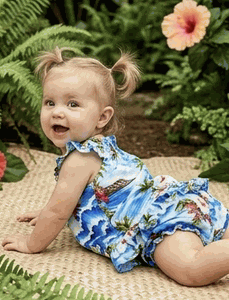 Kids Hawaiian Clothing Blue Waikiki Beach girls 2pc Set