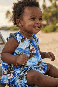 Kids Hawaiian Clothing Blue Waikiki Beach girls 2pc Set