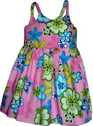 Kids Hawaiian Dress Pink Cute Hibiscus