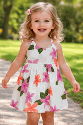 Kids Hawaiian Dress Pink Princess Plumeria