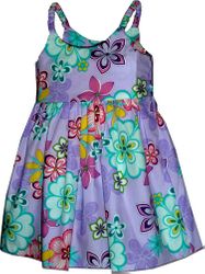 Kids Hawaiian Dress Purple Cute Hibiscus