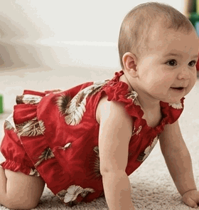 Kids Hawaiian Outfit Hibiscus Island Baby 2pc Set Red