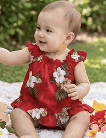 Kids Hawaiian Outfit Hibiscus Island Baby 2pc Set Red