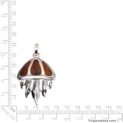 Koa Wood Pendant Sterling Silver Jellyfish Short Hawaii