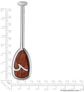 Koa Wood Pendant Sterling Silver Paddle Canoe Wave Design Hawaii