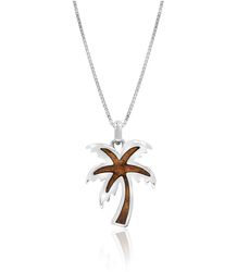 Koa Wood Pendant Sterling Silver Palm Tree Local Paradise Hawaii