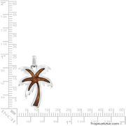 Koa Wood Pendant Sterling Silver Palm Tree Local Paradise Hawaii