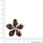 Koa Wood Pendant Sterling Silver Plumeria Tropical Flower Hawaii