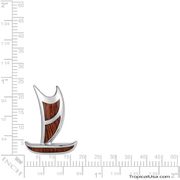 Koa Wood Pendant Sterling Silver Voyage Canoe Hokulea Sails Hawaii