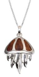 Koa Wood Pendant Sterling Silver Jellyfish Short Hawaii