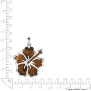 Koa Wood Sterling Silver Hibiscus Classic Flower Pendant Hawaii