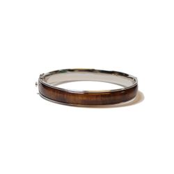 Koa Wood Sterling Silver Hinge Bangle 10mm Elegant Size 7.75 Hawaii