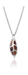 Koa Wood Sterling Silver Maile Tropical Leaf Petal Pendant Hawaii