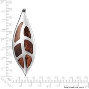 Koa Wood Sterling Silver Maile Tropical Leaf Petal Pendant Hawaii