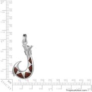 Koa Wood Sterling Silver Moana Fish Hook Maui Island Style Pendant Hawaii