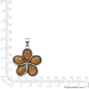 Koa Wood Sterling Silver Plumeria Pendant Hawaii