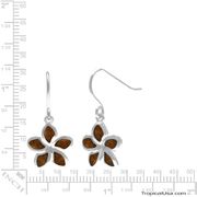 Koa Wood Sterling Silver Plumeria Tropical Flower Earrings Hawaii