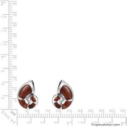 Koa Wood Sterling Silver Seashell Nautilus Earrings