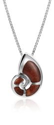 Koa Wood Sterling Silver Seashell Nautilus Pendant Hawaii
