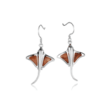 Koa Wood Sterling Silver Stingray Marine Earrings Koa Wood Sterling Silver Stingray Marine Earrings