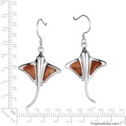 Koa Wood Sterling Silver Stingray Marine Earrings