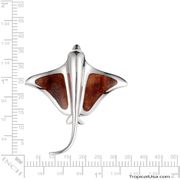 Koa Wood Sterling Silver Stingray Marine Pendant Hawaii