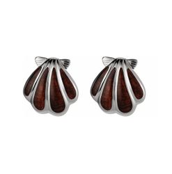 Koa Wood Sterling Silver Sunrise Seashell Earrings