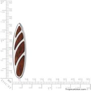Koa Wood Sterling Silver Surfboard Wave Curves Pendant Hawaii