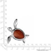 Koa Wood Sterling Silver Turtle Shell Pendant Hawaii