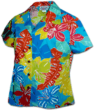 Ladies Fitted Aloha Shirts Tropical World Turquoise