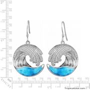 Larimar Blue CZ Sterling Silver Wave Circular Earrings
